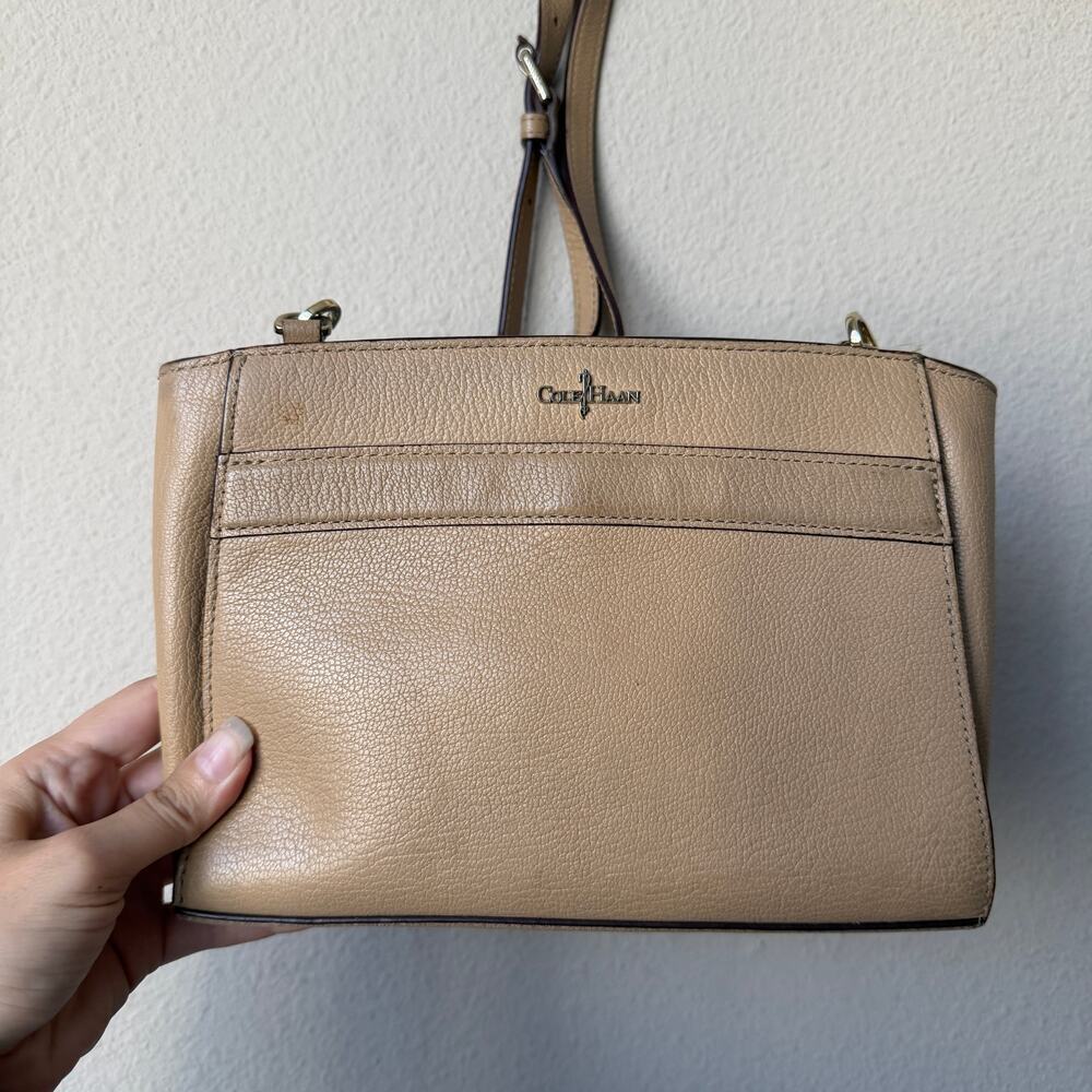 Cole Haan Beige Pebbled Leather Crossbody Bag - Picture 3 of 7